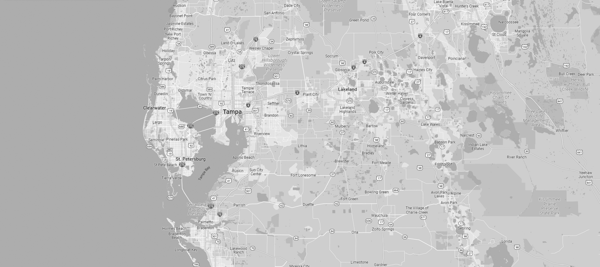 Tampa, Florida area map.
